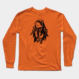 Demon Slayer Kamado Nezuko Chibi Line Art Long Sleeve T-Shirt